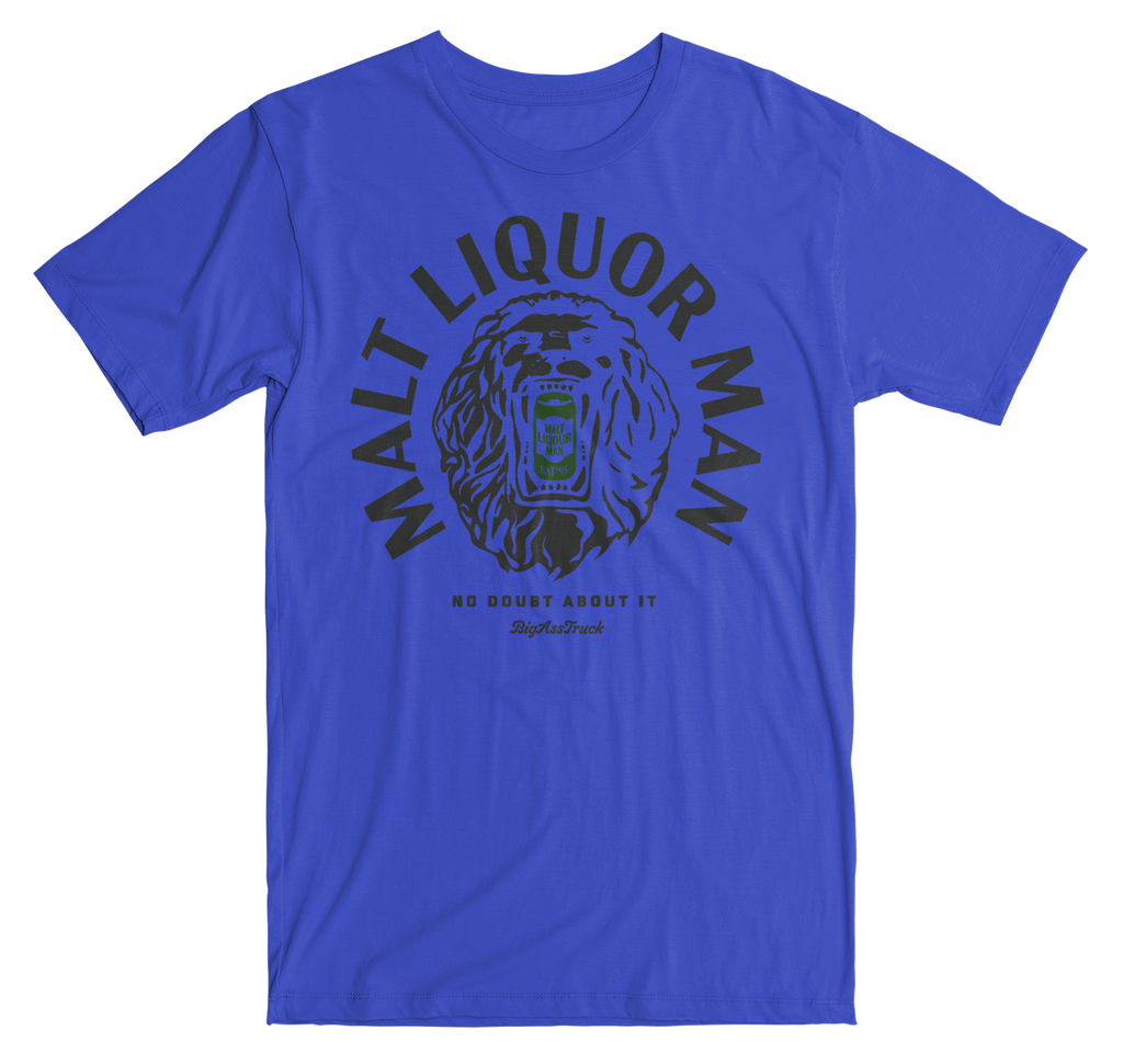 Big Ass Truck 30th Anniversary "All You Can Handle" Mempho Records Malt Liquor Man T-Shirt (Blue/Black)