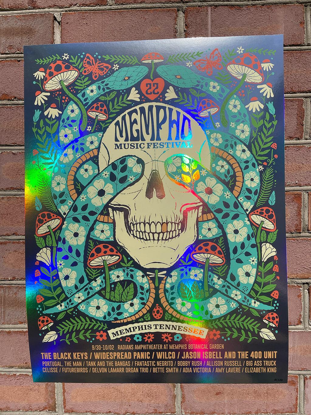 Mempho Fest 2022 Foil Skull Lineup Poster by Methane Studios