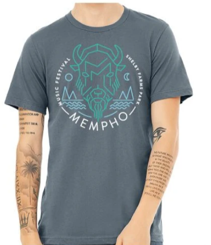 Mempho Fest 2019 Periwinkle Shelby Farms Buffalo Logo T-Shirt